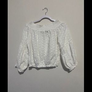 White floral shoulder blouse